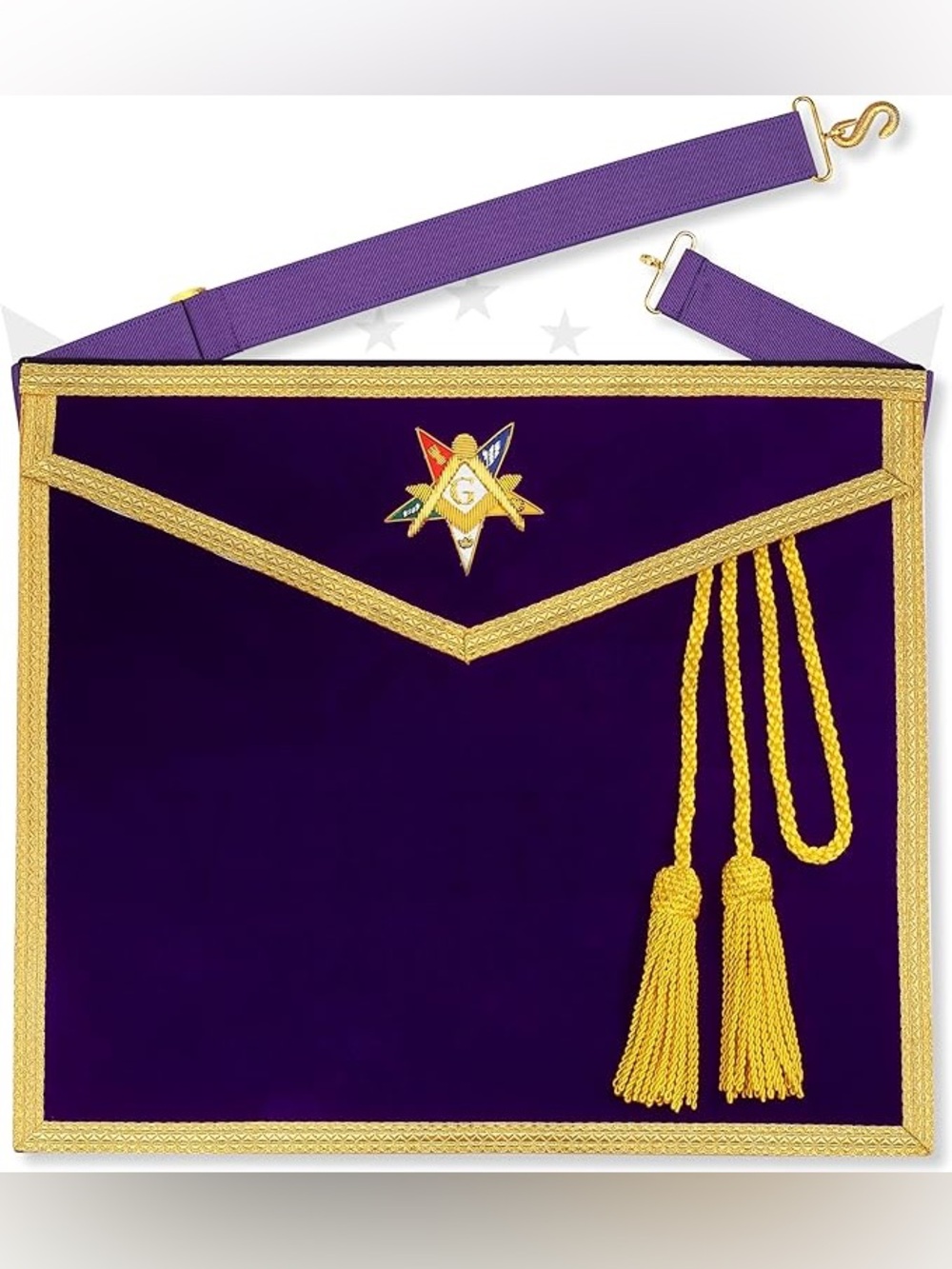 Worthy Patron OES Masonic Apron With Gold Embroidery Purple Velvet Handmade